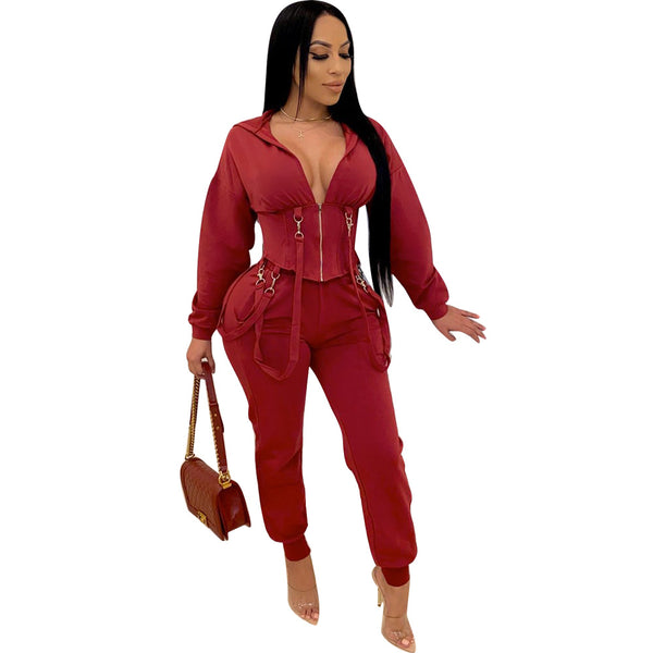 Conjunto de Dos Piezas Slim Fit con Cuello de Cremallera para Discoteca y Eventos - Image 6