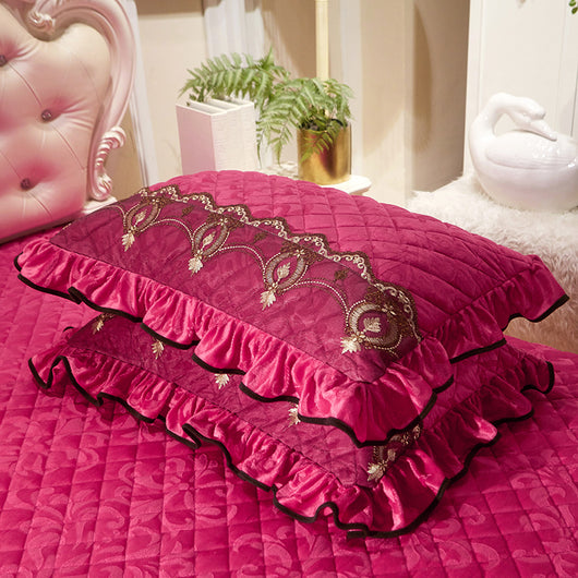 Funda de Almohada Cristal Terciopelo Acolchada con Encaje Europeo - Image 20