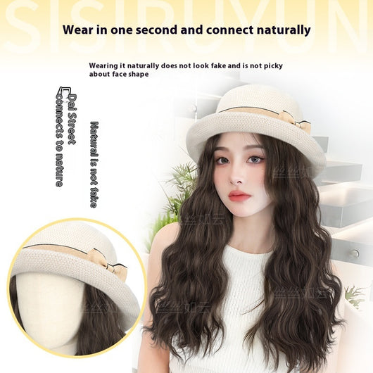 Peluca Larga Tipo Gorro para Mujer - Cabello Largo Verano