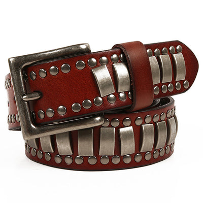 Cinturón de Cuero Genuino para Hombre con Remaches de Estilo Industrial - Image 4