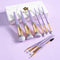 Set de 10 Brochas de Maquillaje Púrpura Lila con Detalles de Diamante