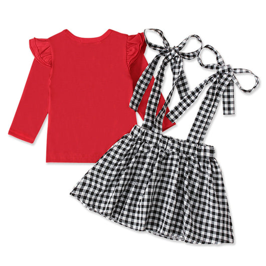 Conjunto Falda Suspensores con Moño y Manga Larga para Niñas - Image 5