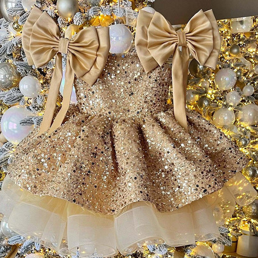 Vestido Princesa Niña Falda Tutú Rojo con Lentejuelas y Moño - Image 6