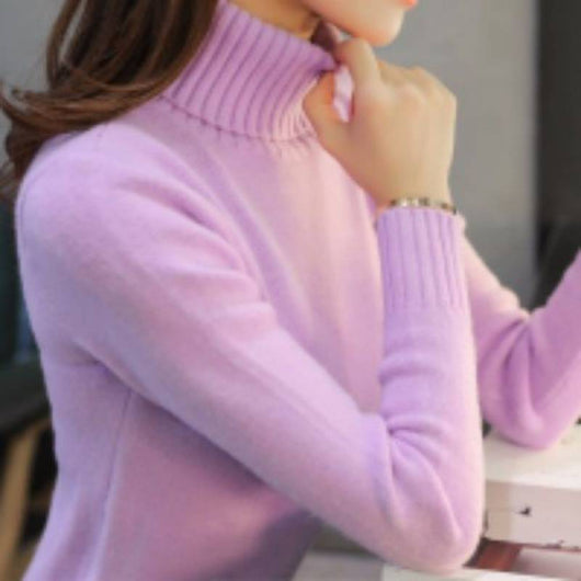 Suéter Cuello Alto Liso para Mujer - Abrigo Cálido Básico - Image 19