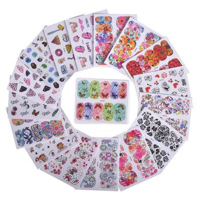 Pegatinas de Agua para Uñas con Diseños de Mariposas, Frutas y Flores Doradas - Image 26