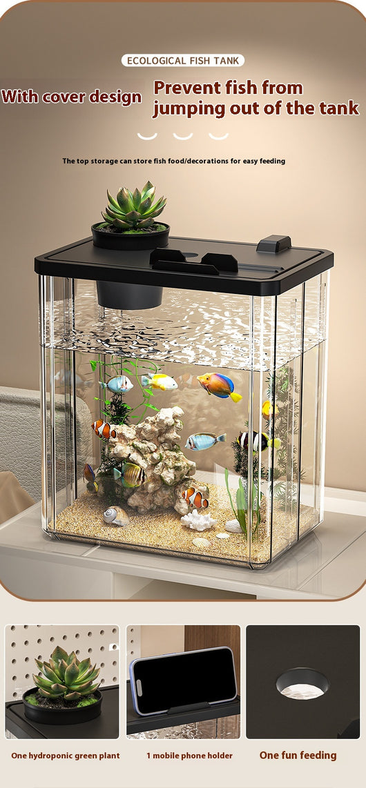 Acuario de Escritorio Pequeño con Paisaje y Vidrio Reforzado - Image 11