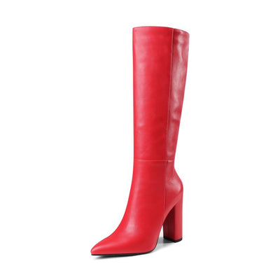 Botas Altas de Tacón Grueso Punta Afilada para Otoño e Invierno - Image 37