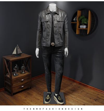 Chaqueta de Cuero PU para Motociclista con Solapa - Estilo Masculino - Image 10