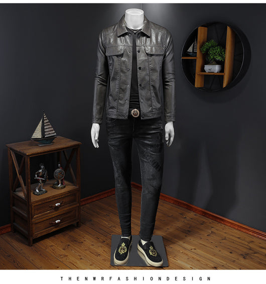 Chaqueta de Cuero PU para Motociclista con Solapa - Estilo Masculino - Image 10