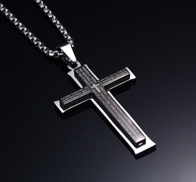 Collar de Titanio Doble Cruz para Hombre con Colgante de Acero Inoxidable - Image 10