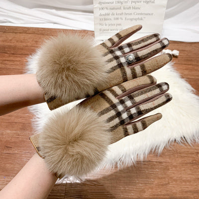 Guantes de Lana y Cachemira con Pompón de Piel de Zorro - Image 18