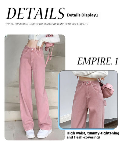 Pantalón Denim Rosa Palo Talle Alto Efecto Esbeltecedor Pierna Ancha Recta - Image 19