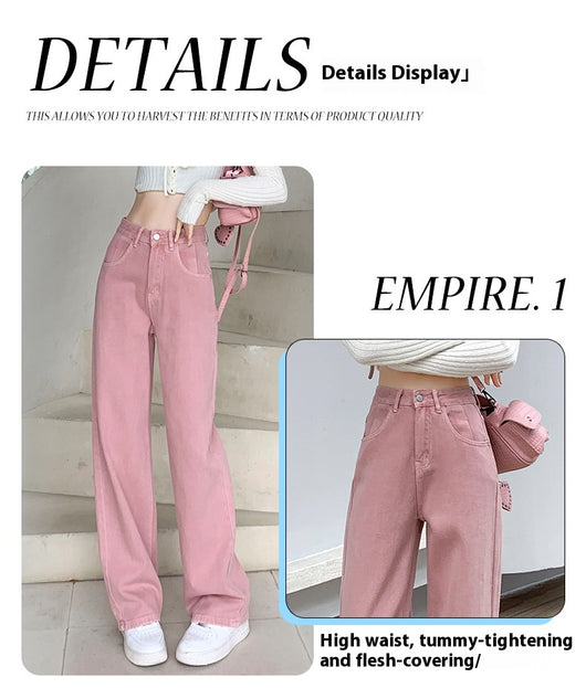 Pantalón Denim Rosa Palo Talle Alto Efecto Esbeltecedor Pierna Ancha Recta - Image 19