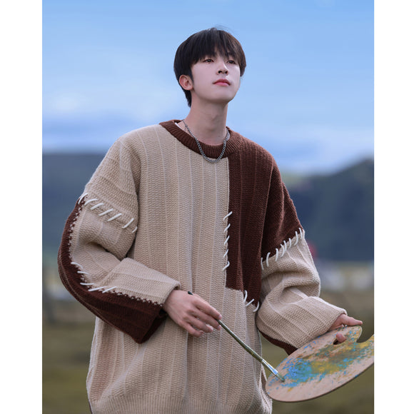 Suéter Patchwork de Contraste para Niños - Diseño Niqi Otoño Invierno