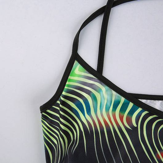 Vestido Asimétrico Hueco Estampado con Tirantes - Image 18