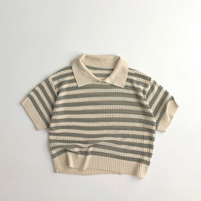 Playera Infantil Estilo Occidental a Rayas Manga Corta - Image 7
