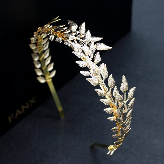 Diadema Nupcial de Hojas Doradas Corona de Aleación - Image 3
