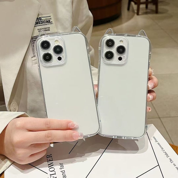 Funda Transparente con Orejas de Gato para Teléfono