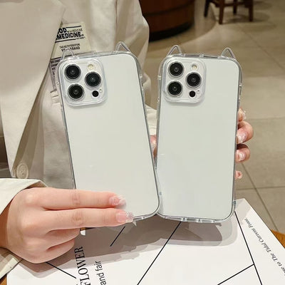 Funda Transparente con Orejas de Gato para Teléfono