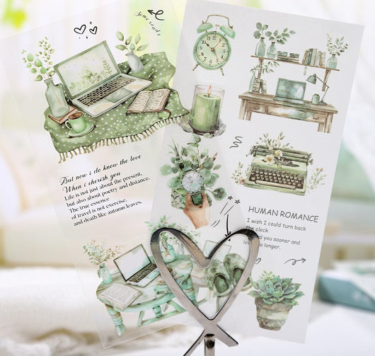 Soft Home Time Series decorative stickers featuring retro-style illustrations of furniture, books, and flowers. - Image 31