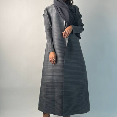 Cardigan Djellaba Étnico con Pliegues y Estampado - Capa Clásica de Moda - Image 35