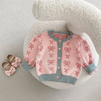 Cardigan Romper de Punto con Cuello Concha y Moño - Manga Larga - Image 23