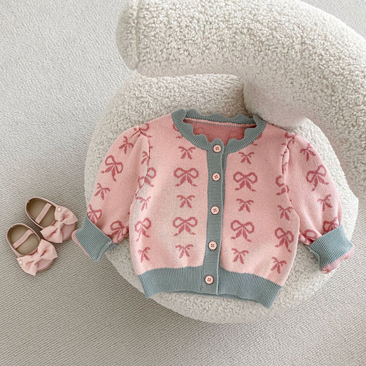 Cardigan Romper de Punto con Cuello Concha y Moño - Manga Larga - Image 23