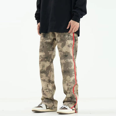 Pantalón de Trabajo Retro Camuflaje Cintura Alta Corte Recto