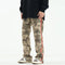 Pantalón de Trabajo Retro Camuflaje Cintura Alta Corte Recto