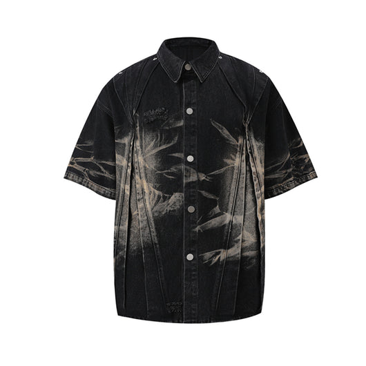 Conjunto de Camisa Vaquera Workwear Desgastada con Estilo Urbano - Image 3
