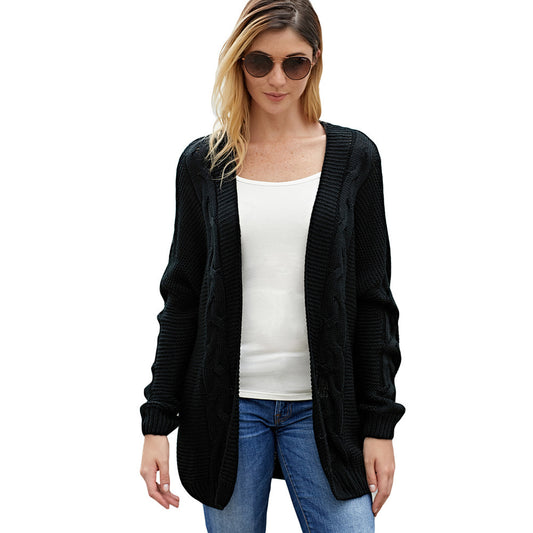 Cardigan Tejido Retorcido Largo para Mujer - Suéter Sólido Versátil - Image 2