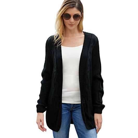 Cardigan Tejido Retorcido Largo para Mujer - Suéter Sólido Versátil - Image 2