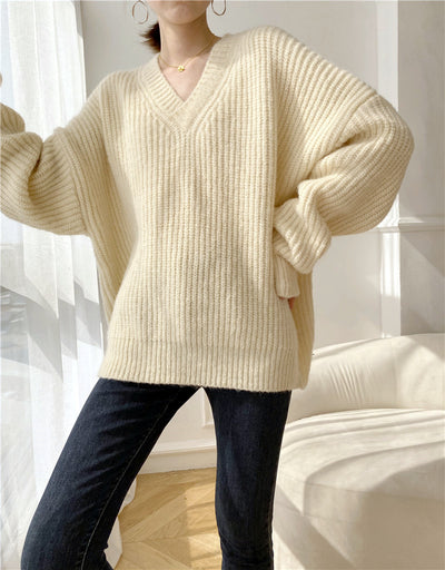 Suéter Cuello V Liso Grueso para Mujer - Image 6