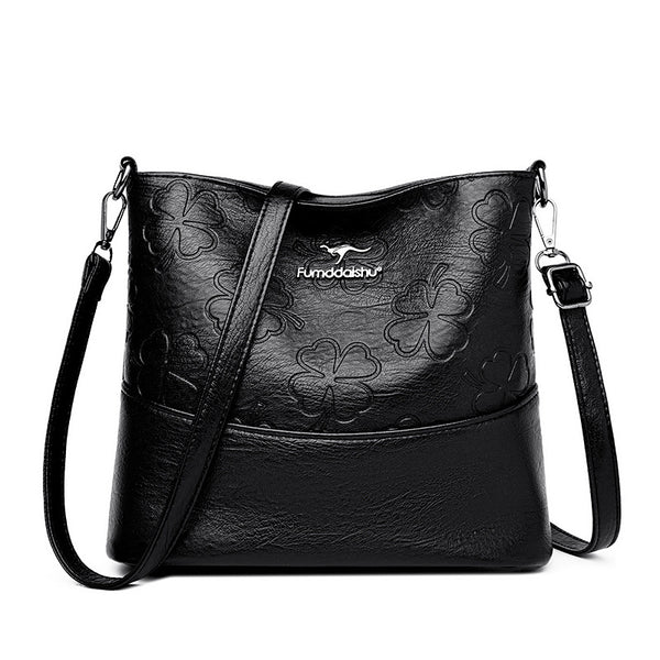 Bolso Bucket de Cuero Genuino con Grabado - Gran Capacidad para Mujer - Image 6