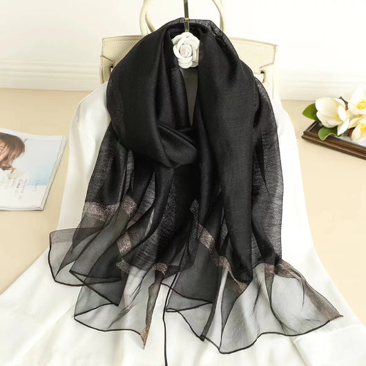 Pashmina de Seda y Lana con Bordado Degradado - Protección Solar - Image 10