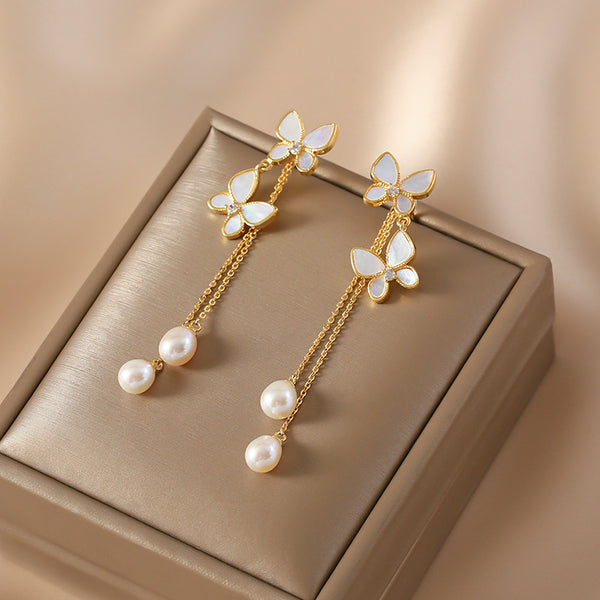 Aretes Mariposa con Borla Larga Exquisitos y Trendy