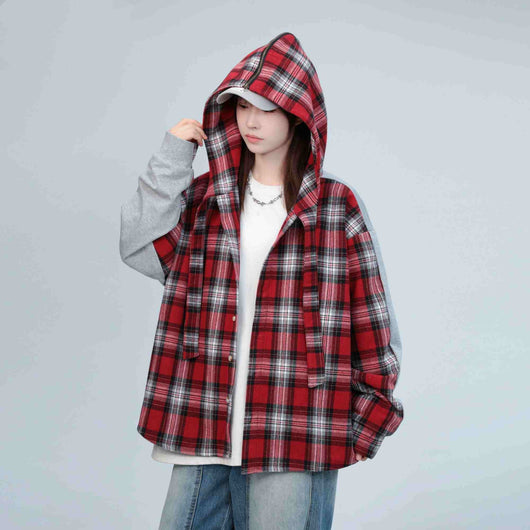 Camisa de Cuadros Patchwork Gris en Algodón - Image 4
