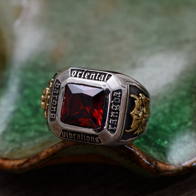 Anillo de Plata Tailandesa para Hombre con Cristal Rojo - Image 11