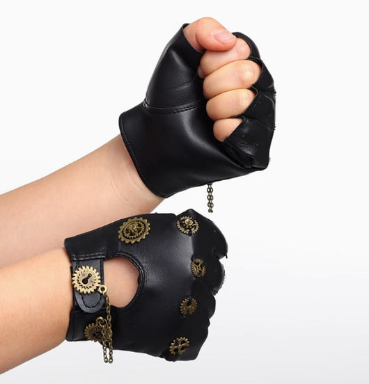Guantes Steampunk Retro con Cadena de Engranajes - Image 5
