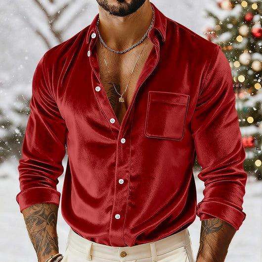 Camisa de Terciopelo Dorado con Botones para Hombre - Image 10