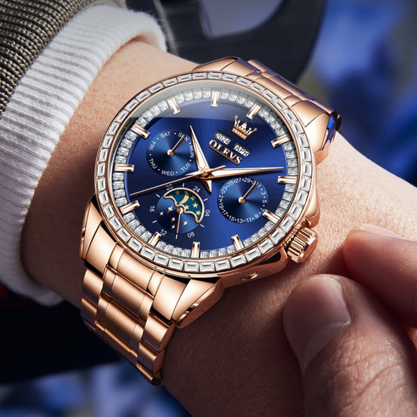 Reloj Automático Mecánico para Hombre con Incrustaciones de Diamantes