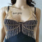 Heavy Industry Alloy Rhinestone Pendant Chest Chain Gunmetal