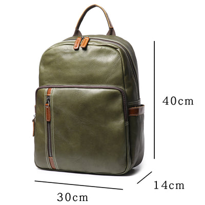 Mochila de Cuero Viaje Bicolor - Bolso Escolar Piel Suave Premium - Image 18