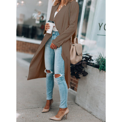 Cortavientos Casual de Largo Medio con Solapa para Mujer - Image 14