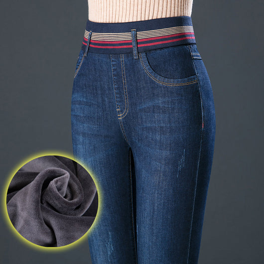 Pantalones Vaqueros Térmicos con Cintura Elástica para Otoño e Invierno - Image 5