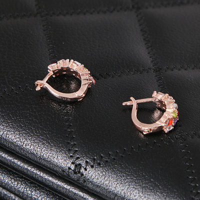 Juego de Joyas Floral Oro Rosa con Zirconia Cúbica Multicolor - Image 5