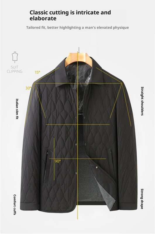 Chaqueta Acolchada de Negocios con Diseño Geométrico para Hombre - Image 23