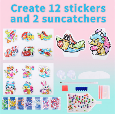 Pegatinas de Pintura de Diamante Infantil con Diseños de Caricaturas