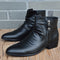 Botas de Cuero para Hombre con Punta Afilada y Remaches de Terciopelo