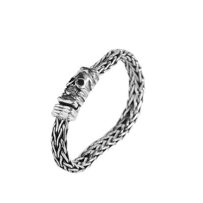 Pulsera de Calavera Tejida en Plata S925 Seiko - Accesorio Tailandés Artesanal para Hombre - Image 6